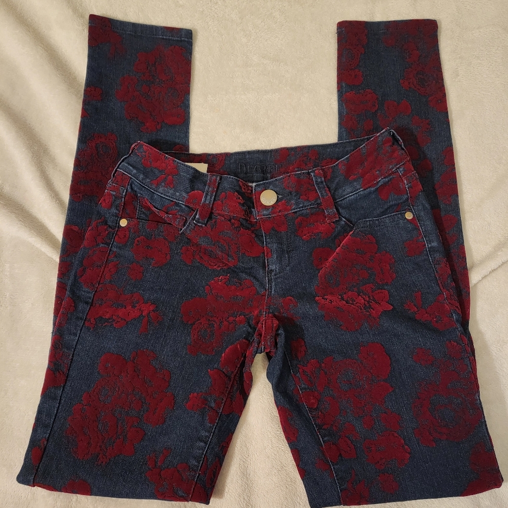 Rose print jeans